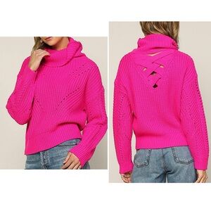 🏰🆕🩷SKIES ARE BLUE: NEON HOT BARBIE PINK Sweater MEDIUM